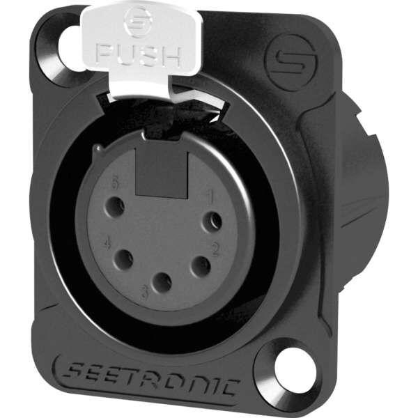 Seetronic MK5F2CB 5 polige XLR Steckdose, weiblich, Silberkontakte schwarzes Gehäuse