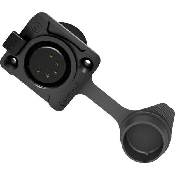 Seetronic K5F2CWB 5 polige XLR Steckdose, weiblich, IP65, Goldkontakte schwarzes Gehäuse
