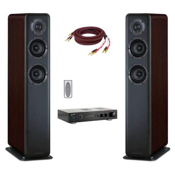 Wharfedale D330 Rosewood Stereo Set mit Dynavox Verstärker und Bluetooth