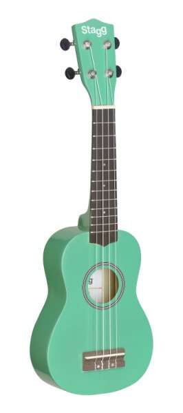 Stagg US-GRASS Grüne Sopran Ukulele mit Lindenholz-Decke in Nylon-Gigbag