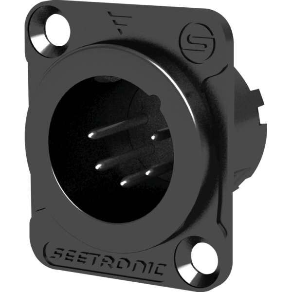 Seetronic MJ5F2CB 5 polige XLR Einbausteckdose, männlich, Silberkontakte schwarzes Gehäuse