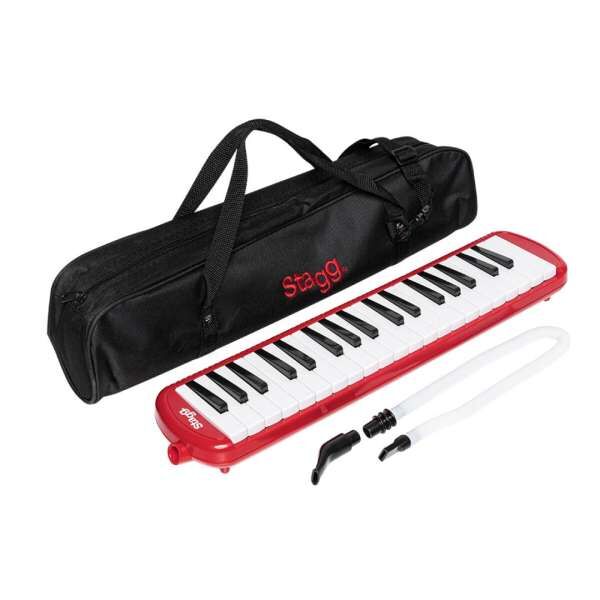 Stagg MELOSTA37 RD Rote Kunststoff Melodica mit 37 Tasten und Tasche