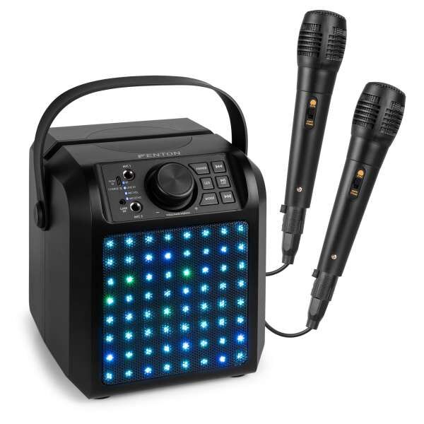 Fenton KAR50B Karaoke Lautsprecher mit LED Effekt schwarz