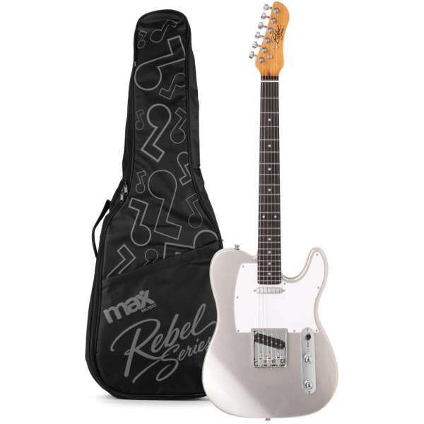 MAX Rebel TE Electric Guitar Metallic Silver
