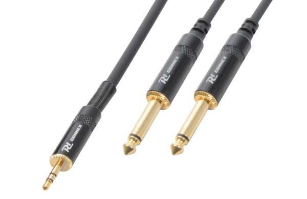 PD Connex Adapterkabel Miniklinke 3.5mm Stereo / 2x 6.3mm Klinke Mono 3m