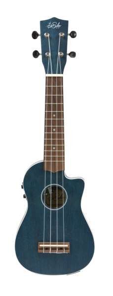 De Salvo UKMCSEQBL Cut-Away Sopran E-Akustik Ukulele Mahagoni Blau