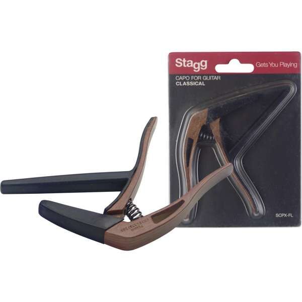 Stagg SCPX-FL DKWOOD Flaches Trigger-Capo für klassische Gitarre