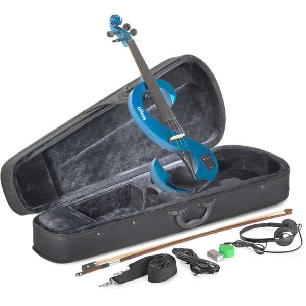 Stagg EVN 4/4 MBL - E-Violine Set Blau Metallic inkl. Softcase und Kopfhörer