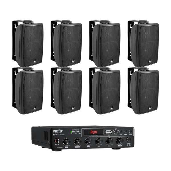 NEXT audiocom 8W4MX120 100V Lautsprecher-Set 1 Zone mit Verstärker und Bluetooth