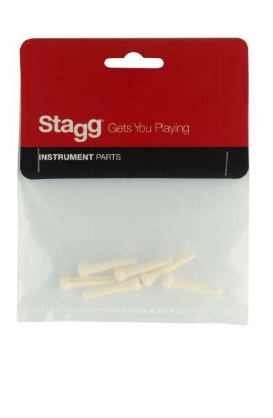 STAGG SP-PIWS-WH Pins für Akustikgitarrensteg, Kunststoff, gealtertes weißes Finish