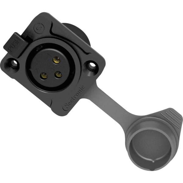 Seetronic K3F2CWB 3 polige XLR Steckdose, weiblich, IP65, Goldkontakte schwarzes Gehäuse