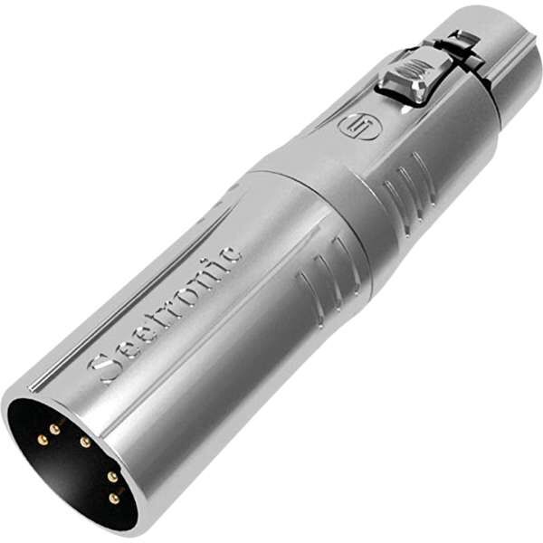 Seetronic MA5M3F XLR 5P Stecker auf XLR 3P Buchse, Goldkontakte silberfarbenes Gehäuse