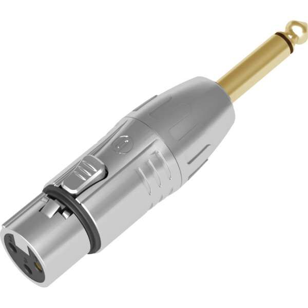 Seetronic MA3FP2 XLR 3P Buchse auf Mono Klinkenstecker, Goldkontakte silberfarbenes Gehäuse