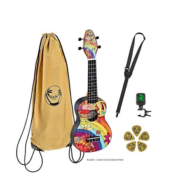 Ortega K2-68-L Ukulele Set Soprano Keiki Linkshand Lefty Peace