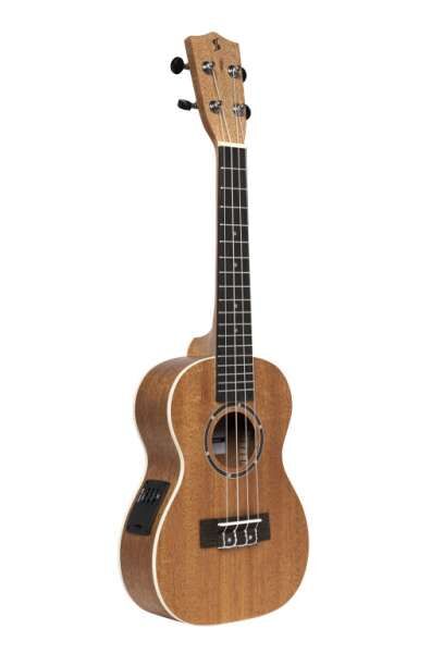 Stagg UC-30 E Natur Akustisch Elektrische Sopran Ukulele aus Sapele mit Gigbag