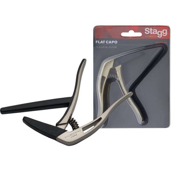 Stagg SCPX-FL BG Flacher "Trigger"-Kapodaster f. Konzert-Gitarre beige