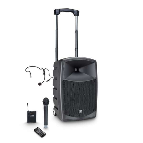 LD Systems ROADBUDDY 10 HBH 2 - Akkubetriebener Bluetooth-Lautsprecher mit Mixer, Funkmikrofon, Bodypack und Headset