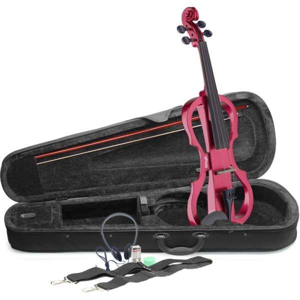 Stagg EVN X-4/4 MRD - E-Violine Set Rot Metallic inkl. Softcase und Kopfhörer