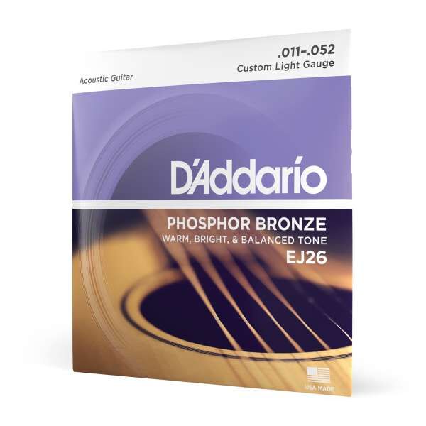 D'Addario EJ26 Saiten für Akustikgitarre, Phosphorbronze, Custom Light, 11-52