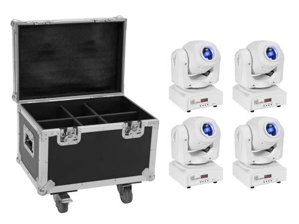 EUROLITE Set 4x LED TMH-S60 Moving-Head-Spot ws weiß + Case