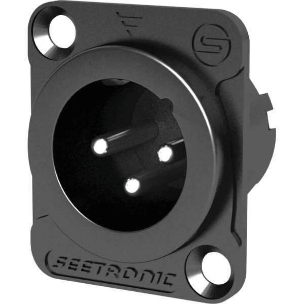Seetronic MJ3F2CB 3 polige XLR Steckdose, männlich, Silberkontakte schwarzes Gehäuse