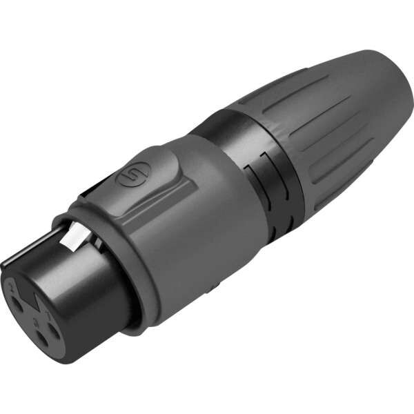 Seetronic SCWF3B 3 poliger XLR Steckverbinder, weiblich, IP65, Goldkontakte schwarzes Gehäuse