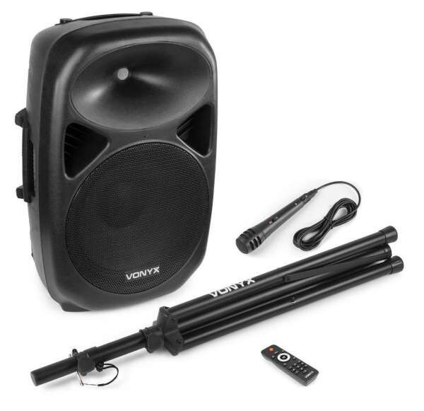 Vonyx SPS12A - 12" Aktivlautsprecher mit Bluetooth und Stativ - 600W