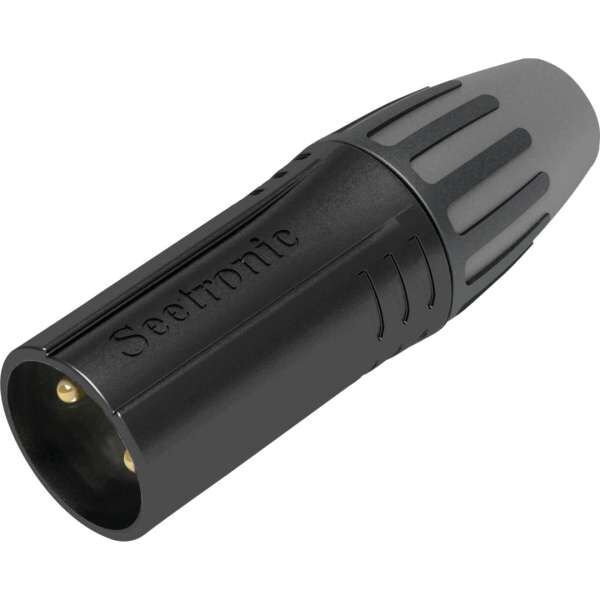 Seetronic SCMM3BG 3 poliger XLR Steckverbinder, männlich, Goldkontakte schwarzes Gehäuse
