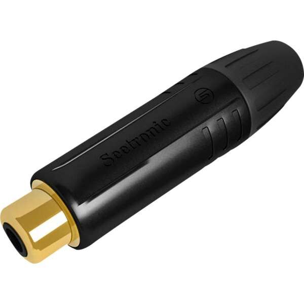 Seetronic MT390 Cinchbuchse, schwarzes Gehäuse, Vergoldete Kontakte schwarze Endkappe
