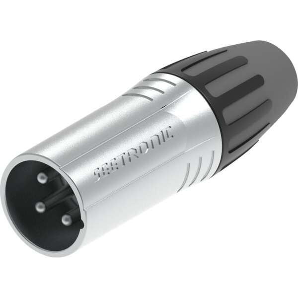 Seetronic SCMM3 XLR Stecker 3 polig, Silberkontakte nickelfarbenes Gehäuse
