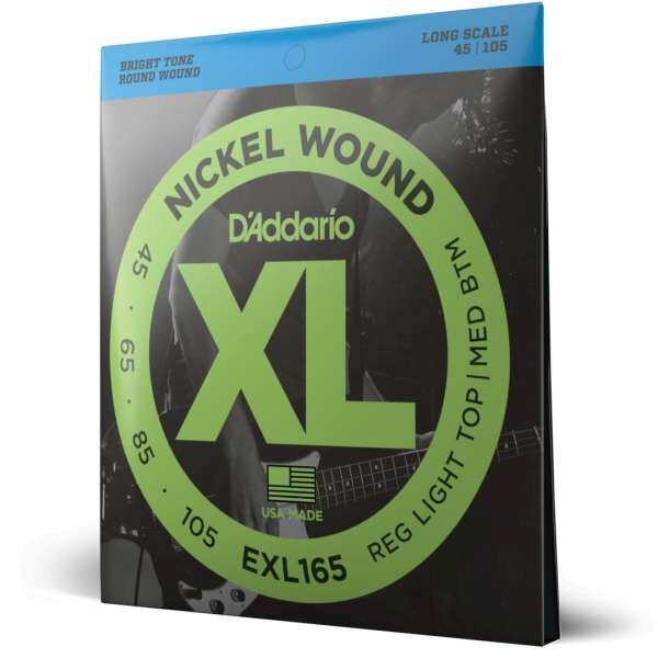 D'Addario EXL165 Saiten für Bassgitarre, mit Nickel umsponnen, Custom Light, 45-105, Long Scale