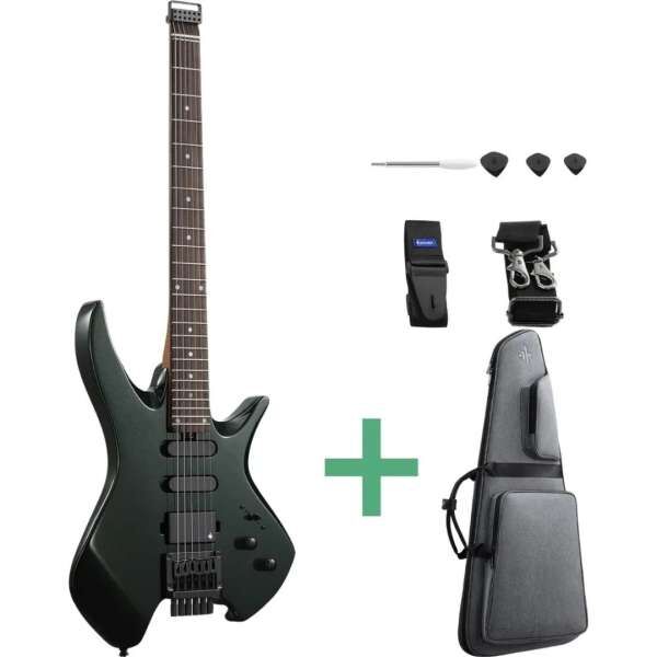 Donner HLX-500 Headless E-Gitarre racing green