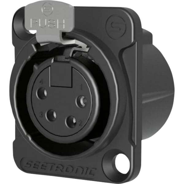 Seetronic MK4F2CB 4 polige XLR Steckdose, weiblich, Silberkontakte schwarzes Gehäuse
