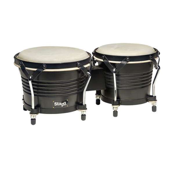 Stagg BW-200-BK - Schwarze Latin Holz Bongos 7,5" und 6,5"