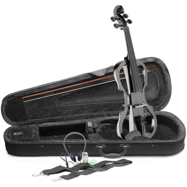 Stagg EVN X4/4 MBK - E-Violine Set Schwarz Metallic inkl. Softcase und Kopfhörer