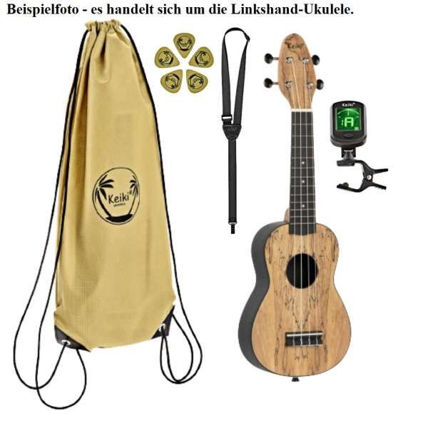 Ortega K3-SPM-L Ukulele Set Soprano Keiki Linkshand Lefty Spalted Maple