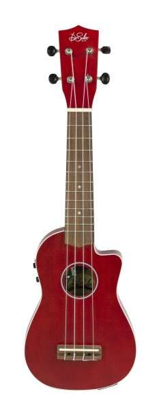 De Salvo UKMCSEQRD Cut-Away Sopran E-Akustik Ukulele Mahagoni Rot