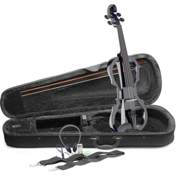 Stagg EVN X-4/4 BK - E-Violine Set Schwarz inkl. Softcase und Kopfhörer