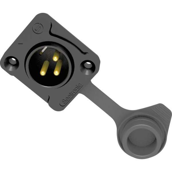 Seetronic J3F2CWB 3 polige XLR Steckdose, männlich, IP65, Goldkontakte schwarzes Gehäuse