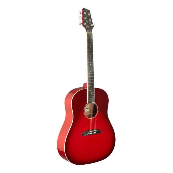 Stagg SA35 DS-TR Slope Shoulder Dreadnought Gitarre, Transparent Rot
