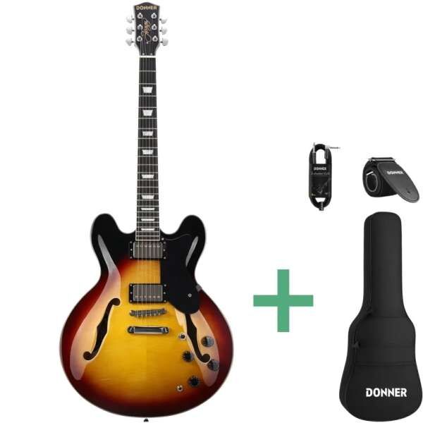 Donner DJP-1000S Semi-Hollow E-Gitarre sunburst