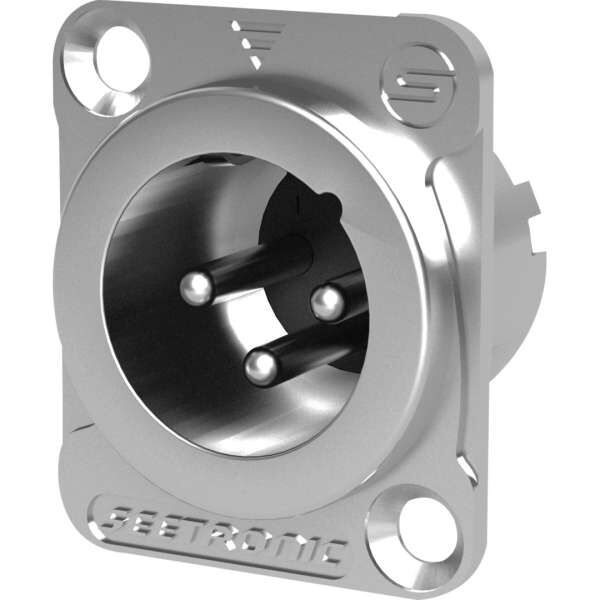 Seetronic MJ3F2C XLR Chassis 3 polig Stecker, Silberkontakte nickelfarbenes Gehäuse