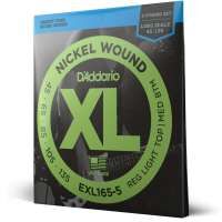 D'Addario EXL165 Saiten für 5-saitige Bassgitarre, mit Nickel umsponnen, Custom Light, 45-135, Long Scale